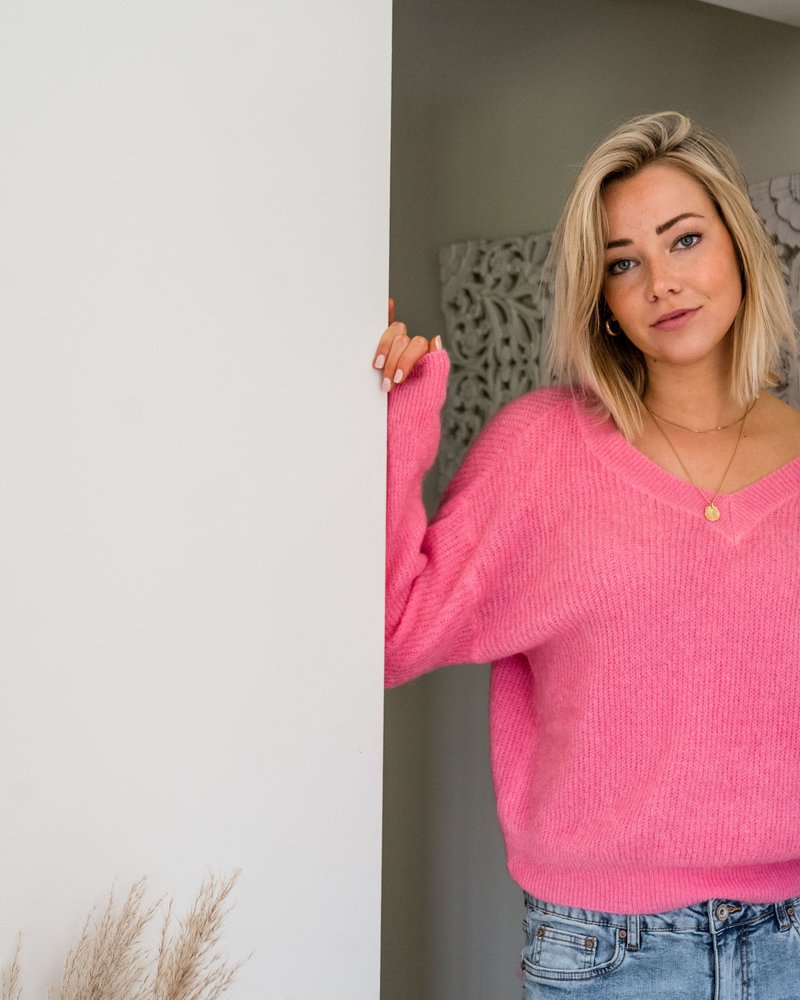 V-Neck Sweater Pink