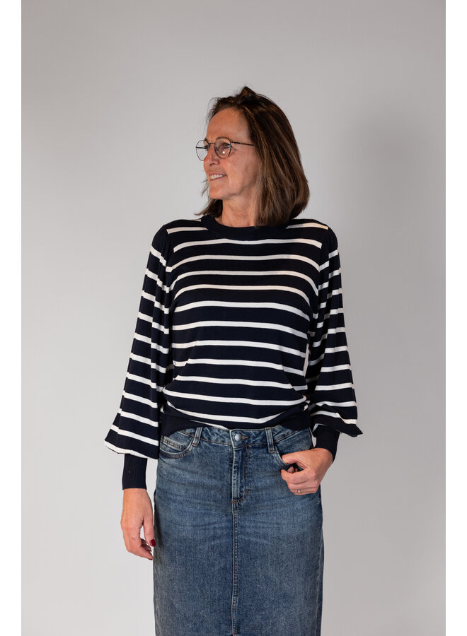 Mala Stripe Knit Pullover Marine