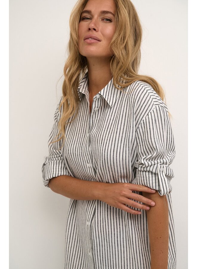 Milia Shirt Dress Black Stripe