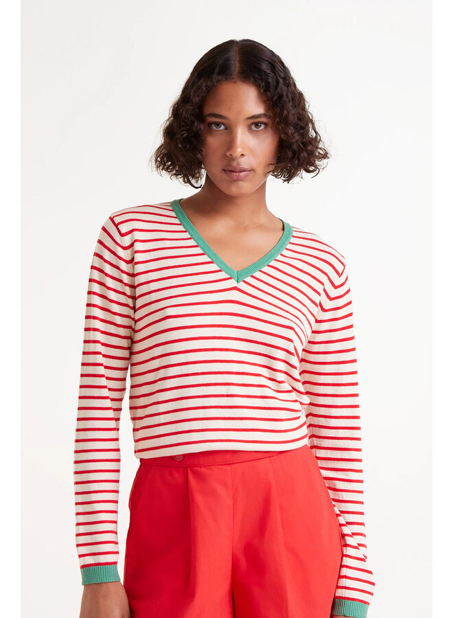 Nora V-neck T-shirt Red