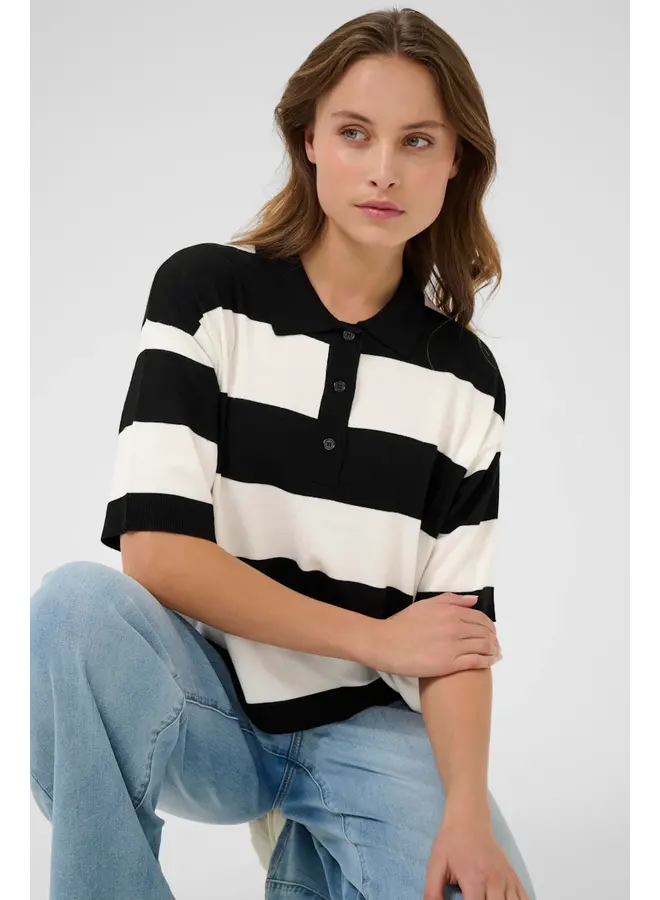Lizza Polo Knit Black/Chalk