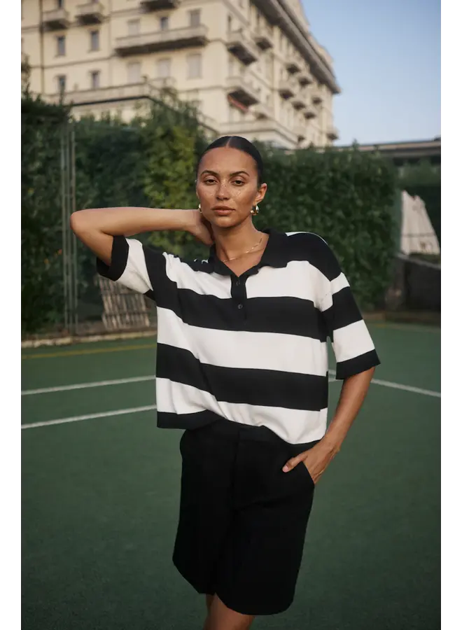 Lizza Polo Knit Black/Chalk