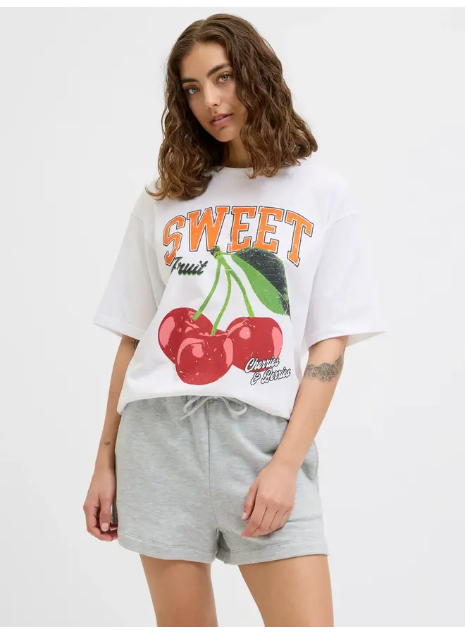 Millow Loose Tee Bright White Sweet Fruit