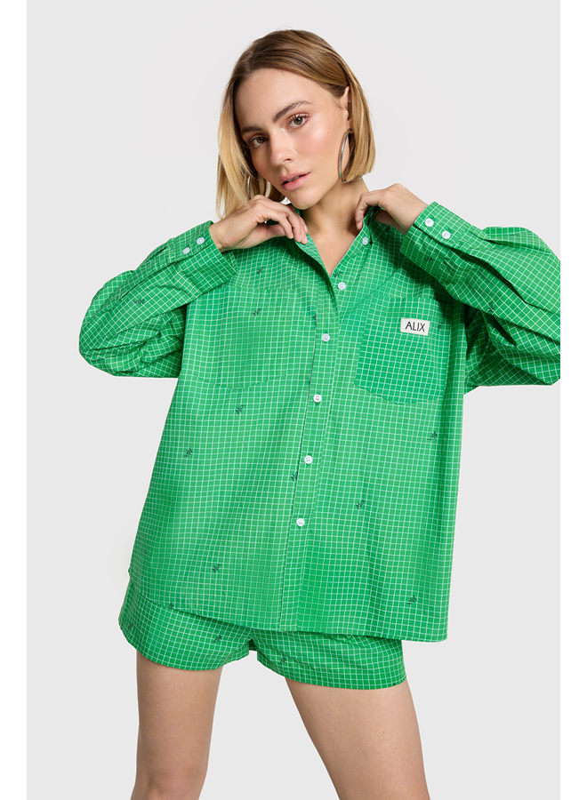 Checker Blouse Bright Green