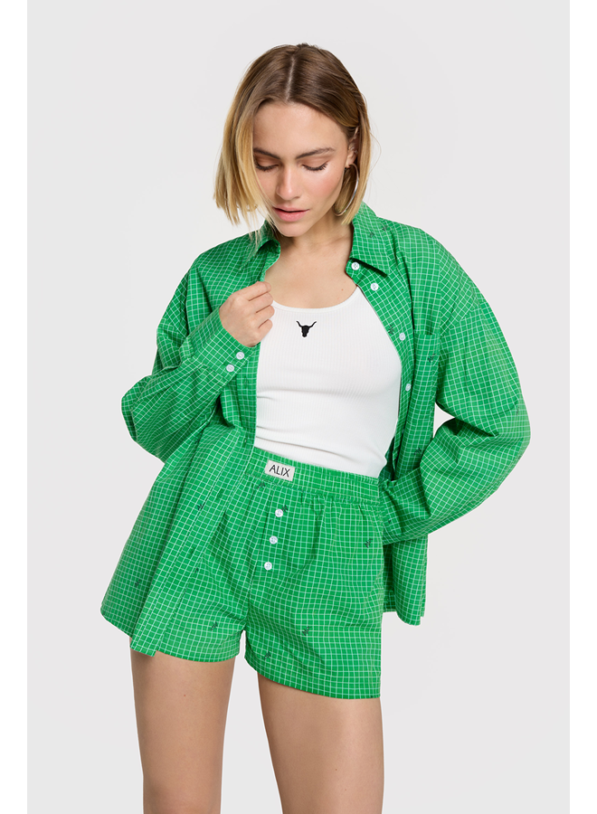 Checker Blouse Bright Green