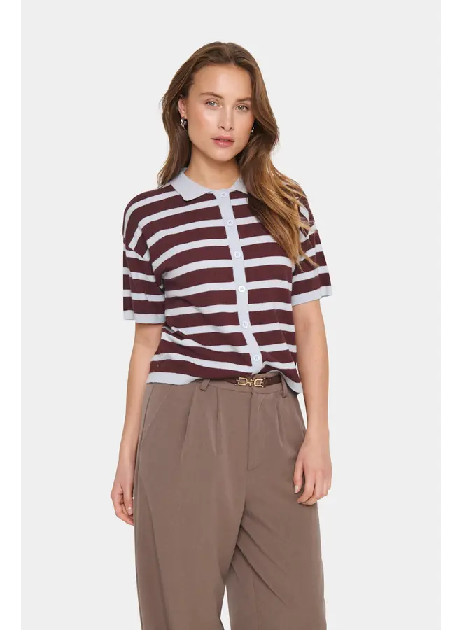 Likam Striped Polo Chocolate Grey