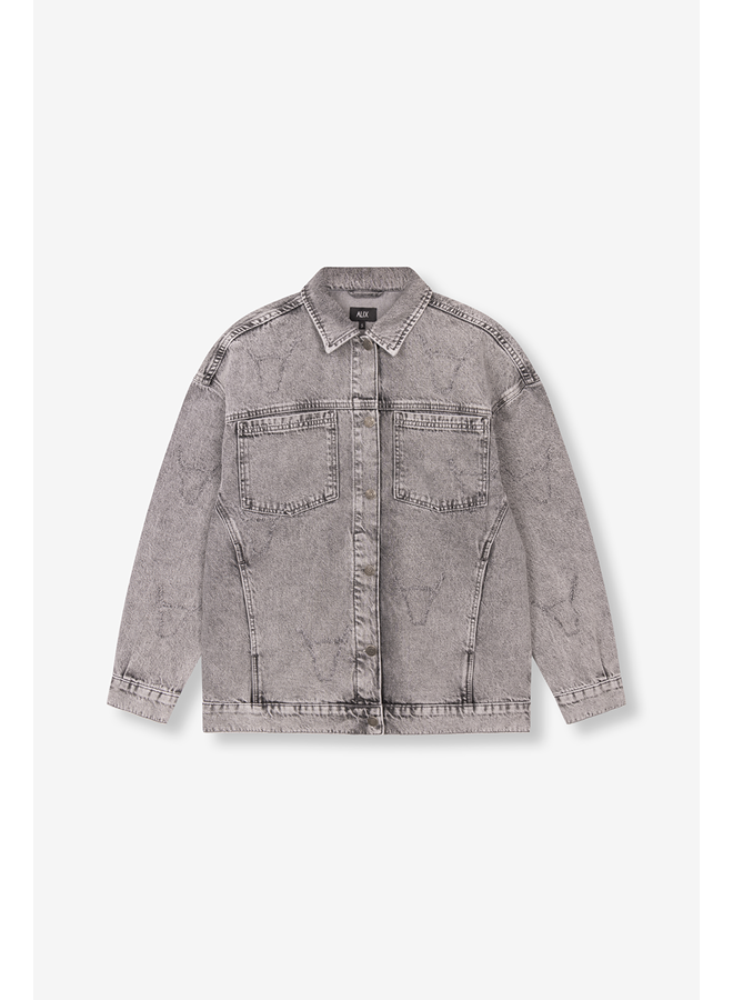 Damaged Bull Jacket Grey Washed Denim