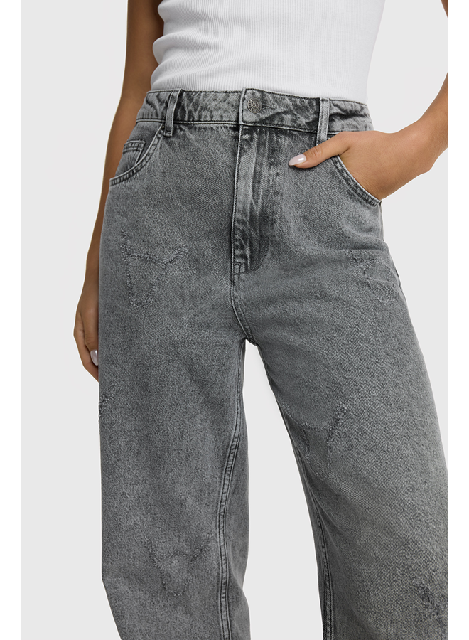 Damaged Bull Pants Grey Washed Denim