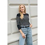 Lizza Boatneck Pullover Black/Chalk Stripe