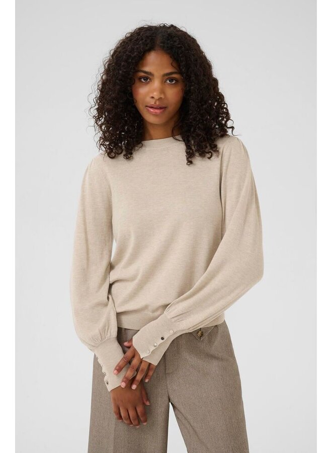 Lizza Round Neck Knit Pullover Feather Gray