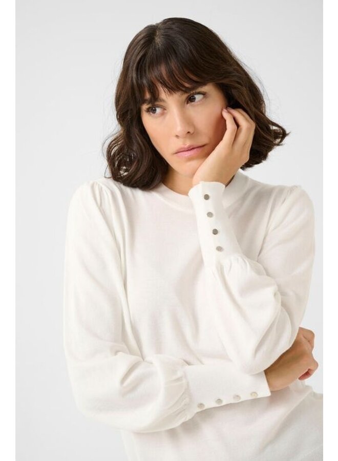 Lizza Round Neck Knit Pullover Chalk