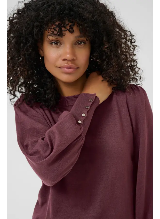 Lizza Round Neck Knit Pullover Fudge