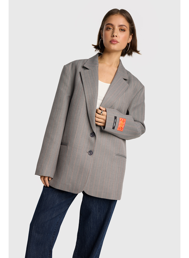 Classy Grandad Blazer Soft Grey Melange