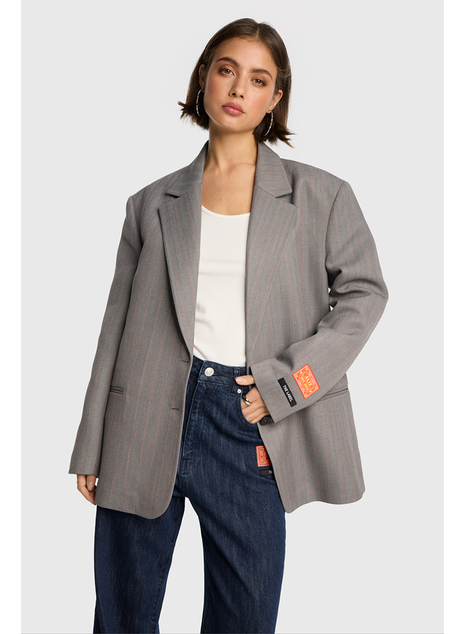 Classy Grandad Blazer Soft Grey Melange