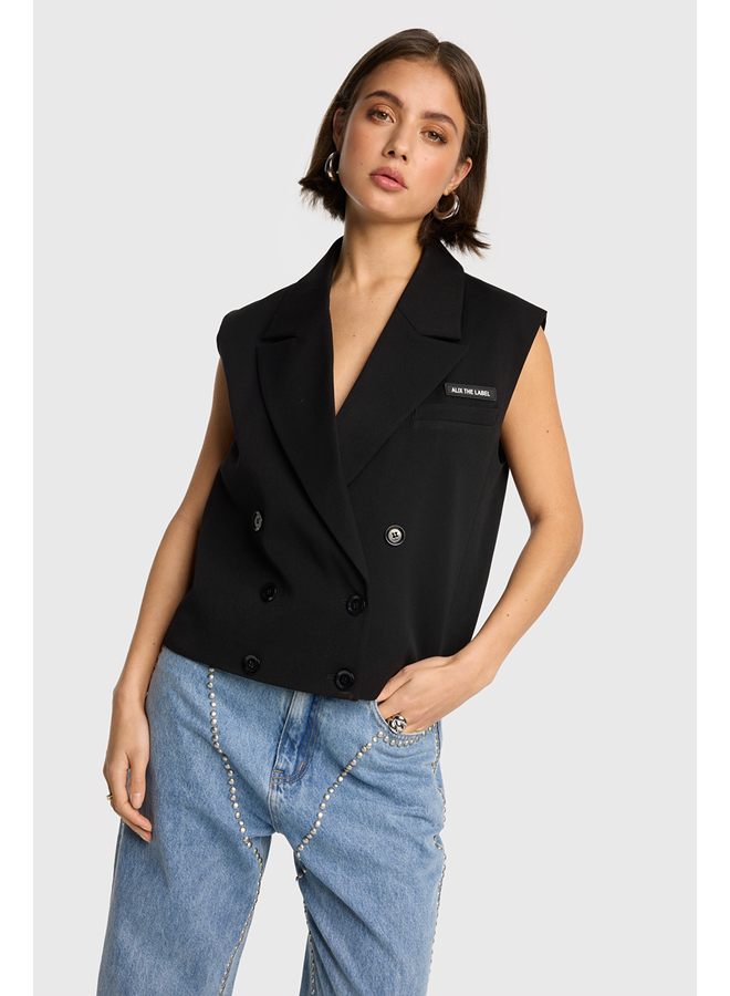 Double Breasted Waistcoat Black