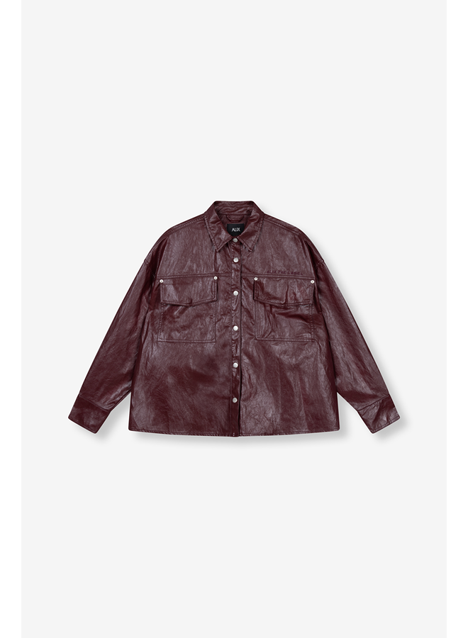 Faux Leather Blouse Bordeaux