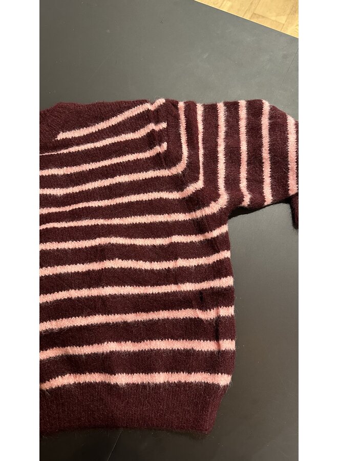 Nova Sweater Striped Burgundy/Roze