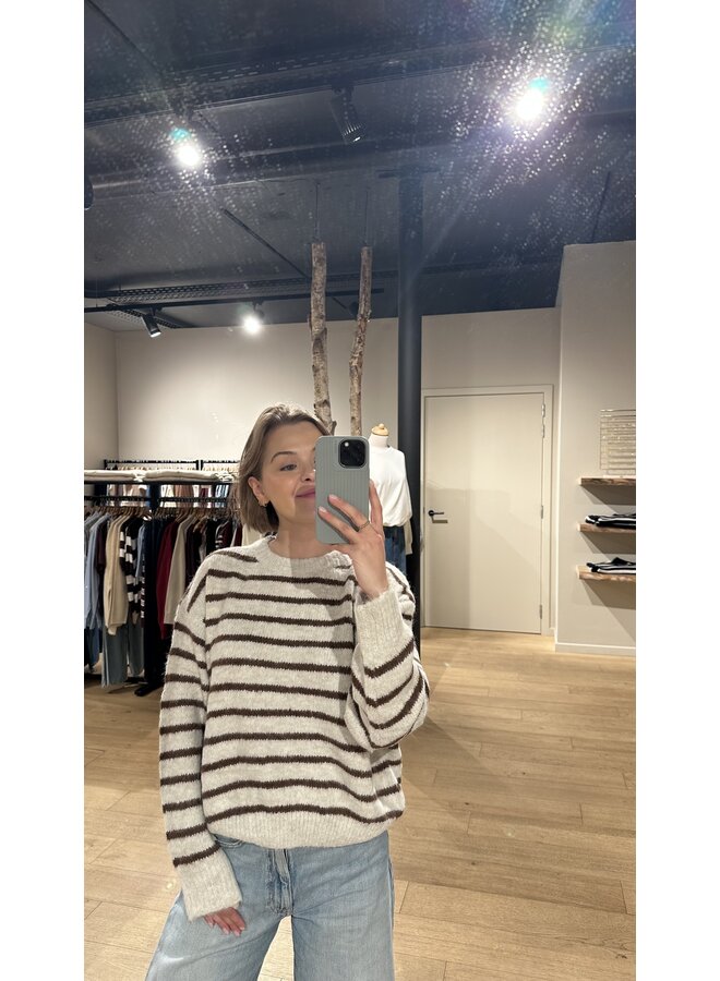 Nova Sweater Striped Beige/Coffee