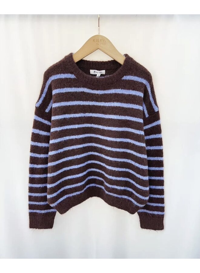 Nova Sweater Striped Coffee/Blue
