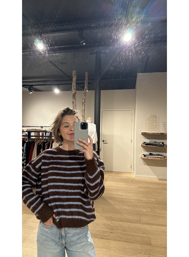 Nova Sweater Striped Coffee/Blue