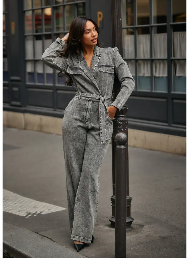 Yael Stud Jumpsuit Grey Wash