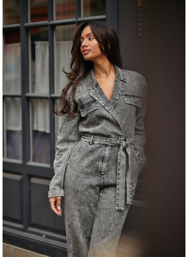 Yael Stud Jumpsuit Grey Wash