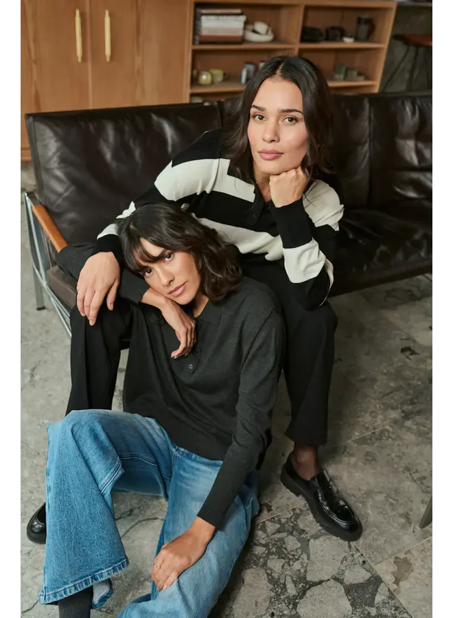 Lizza Polo Pullover Dark Grey Melange