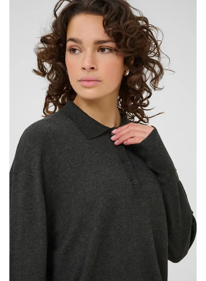 Lizza Polo Pullover Dark Grey Melange
