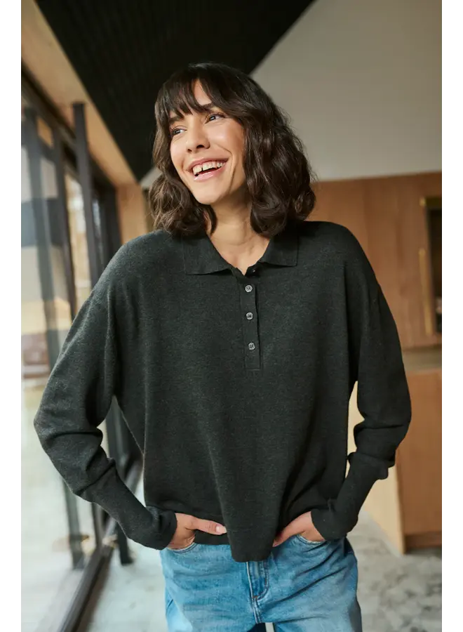 Lizza Polo Pullover Dark Grey Melange