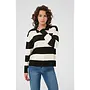 Lizza Striped Polo Pullover Black/Turtledove