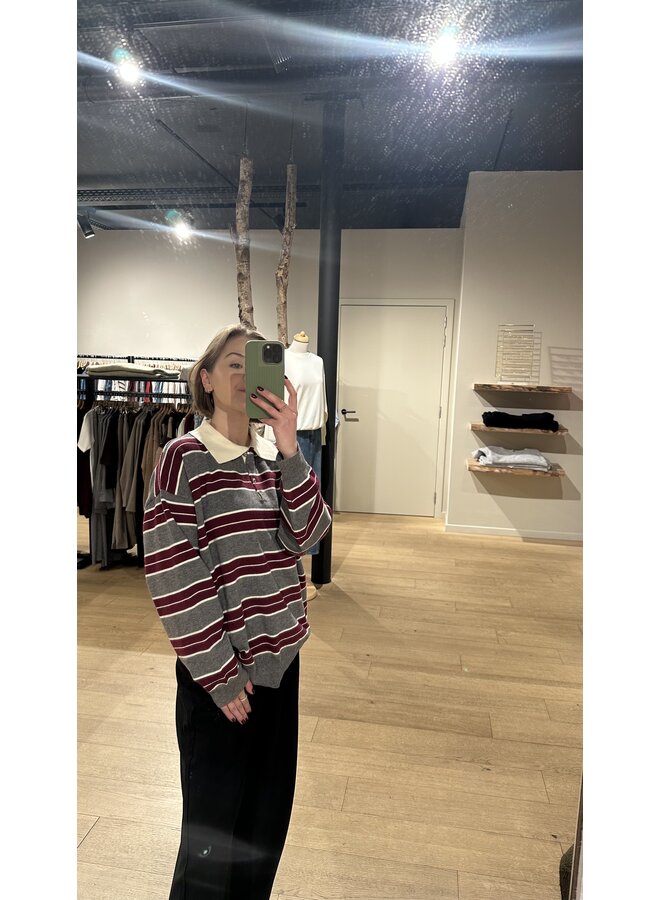 Julia Polo Gris/Burgundy