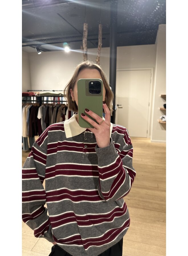Julia Polo Gris/Burgundy