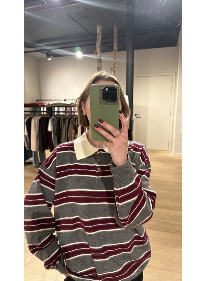 Julia Polo Gris/Burgundy