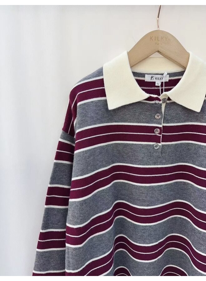 Julia Polo Gris/Burgundy