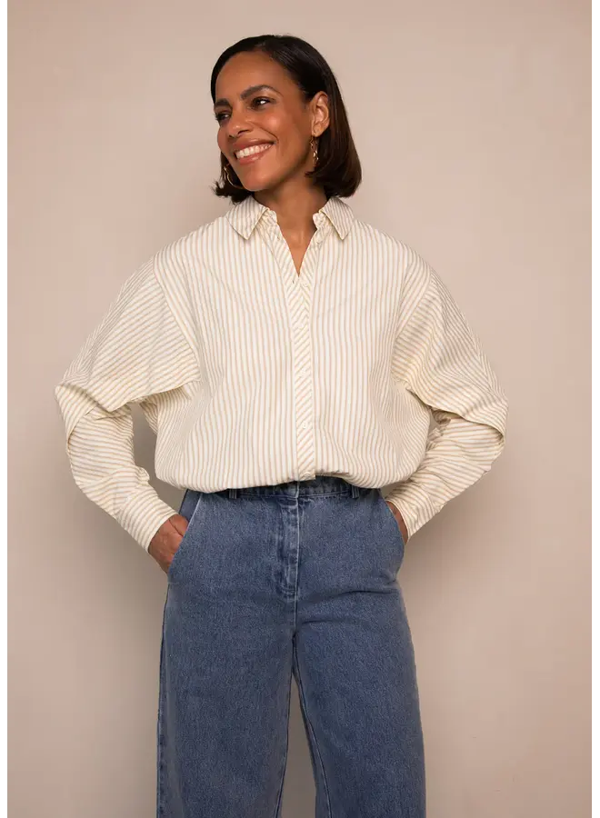 Blair Blouse Off-White/Camel