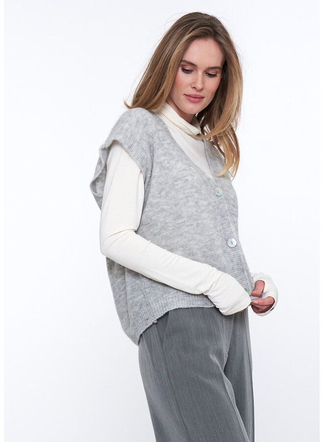 Seppa Knit Cardigan Slvless Grey Melange