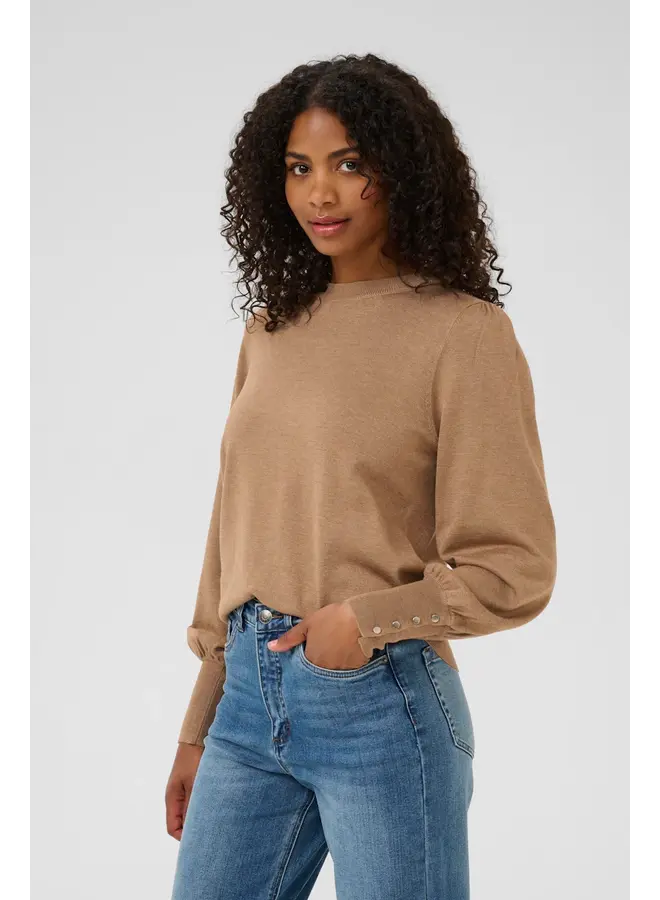 Lizza Round Neck Knit Pullover Toasted Coconut