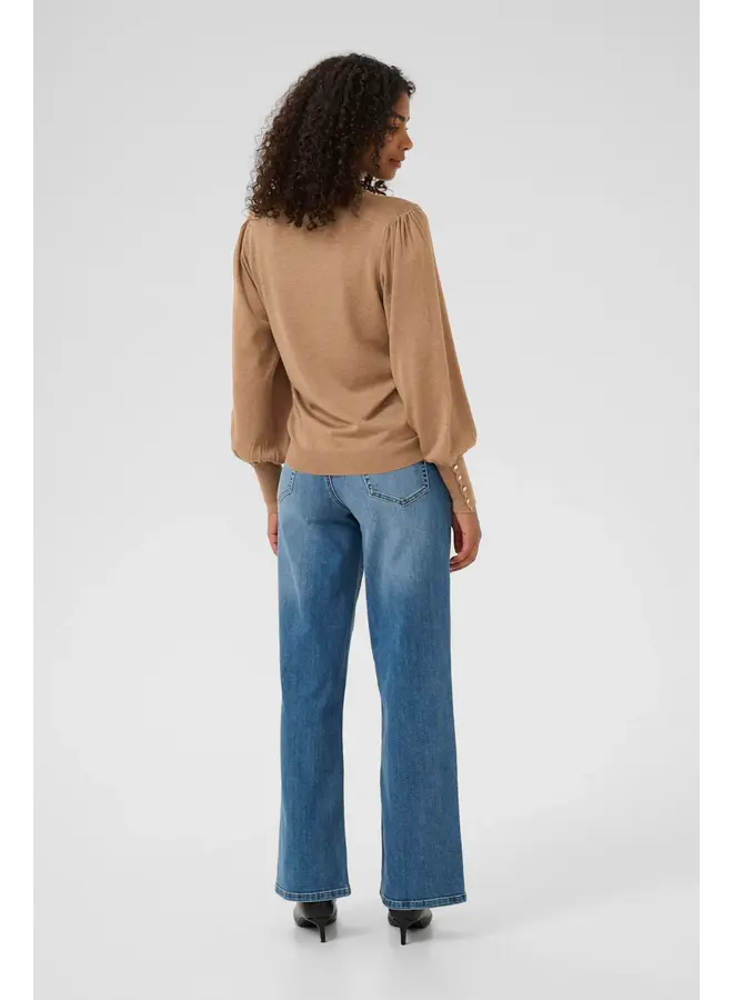 Lizza Round Neck Knit Pullover Toasted Coconut