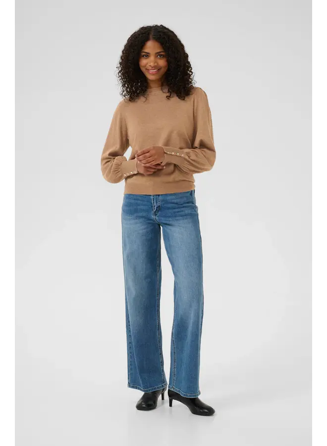 Lizza Round Neck Knit Pullover Toasted Coconut