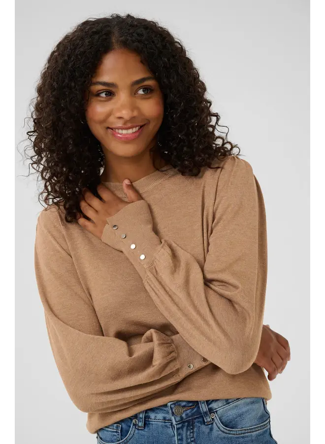 Lizza Round Neck Knit Pullover Toasted Coconut