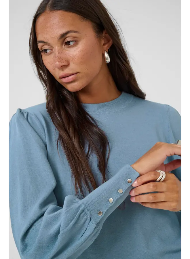 Lizza Round Neck Knit Pullover Windward Blue