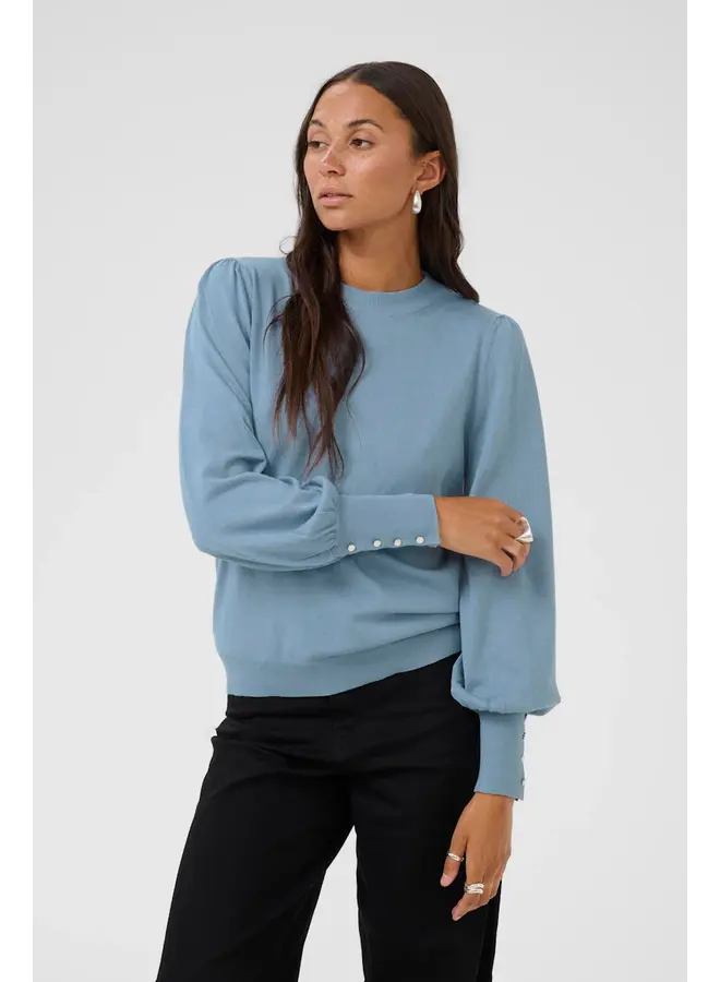 Lizza Round Neck Knit Pullover Windward Blue