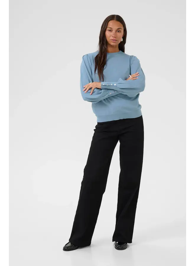 Lizza Round Neck Knit Pullover Windward Blue