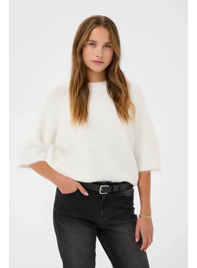 Emilie Cropped Knit Pullover Chalk