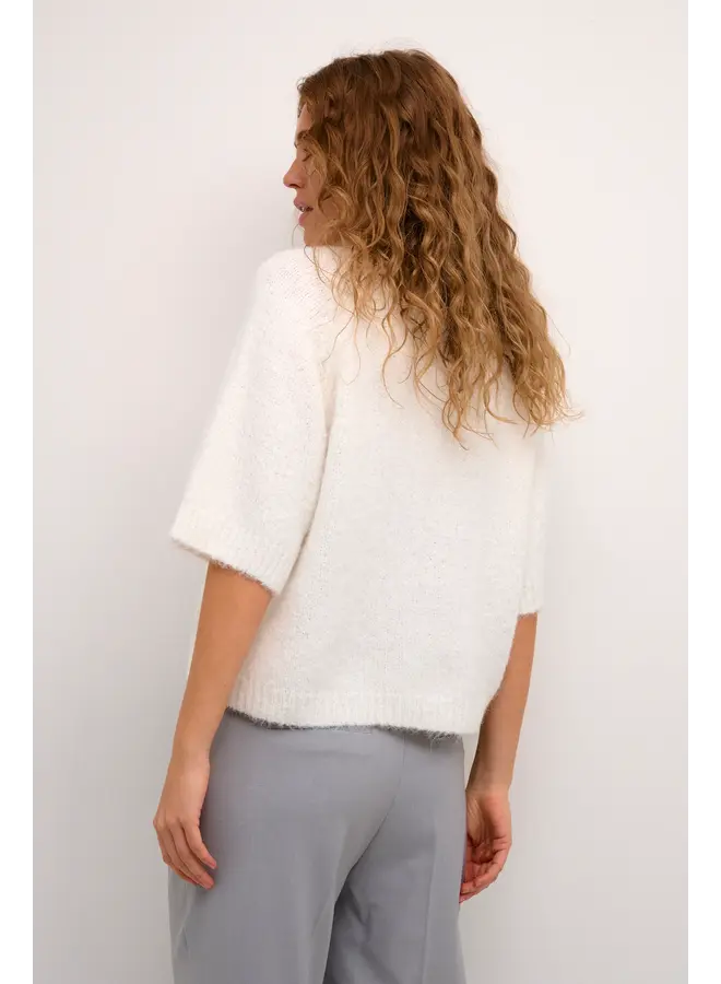 Emilie Cropped Knit Pullover Chalk