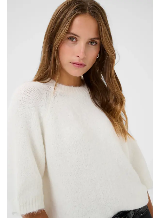 Emilie Cropped Knit Pullover Chalk