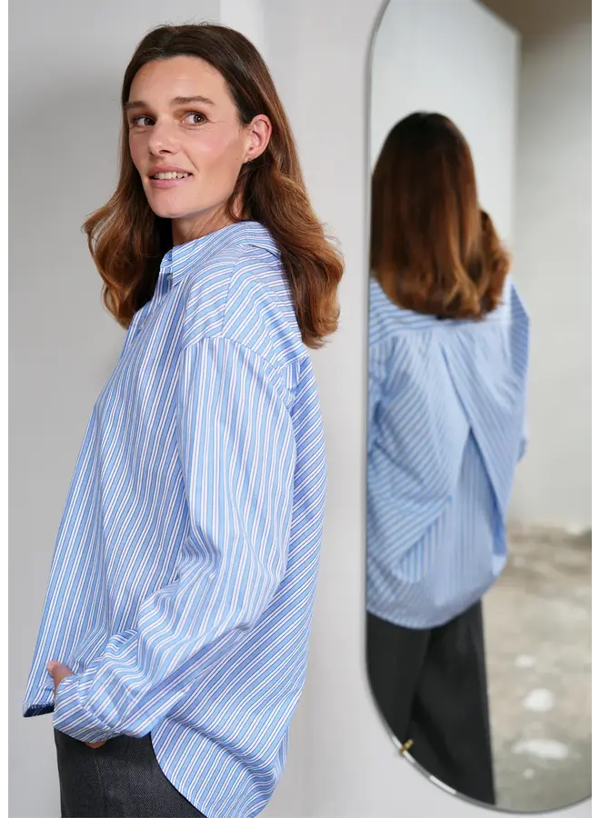 Bella Blouse Sky Blue Stripe