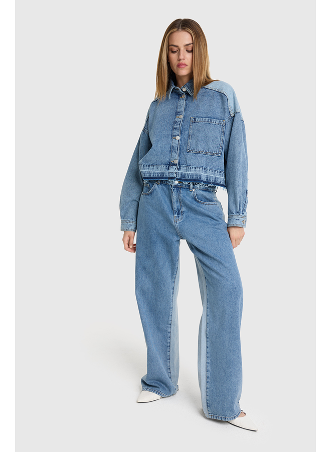 Mix Denim Pants Light Blue