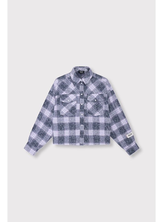 Bleached Checked Blouse Night Blue