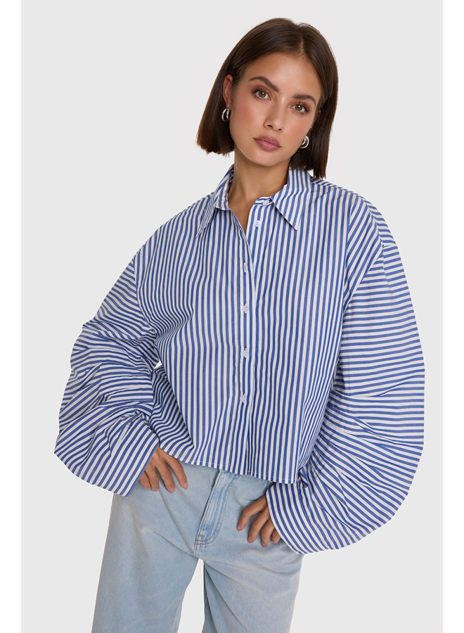 Fancy Striped Blouse Royal Blue